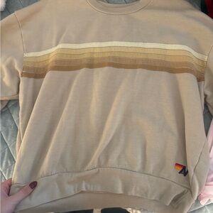 Women’s aviator nation  Beige Sweater with Stripes
